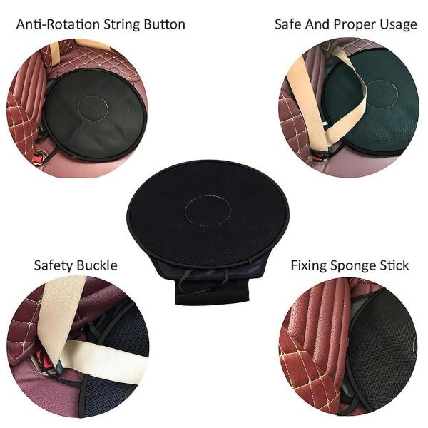 Car seat cushion, 360 degree rotatable, non-slip, for the elderly—max, Replacement Part, Made of Abs, Black Color - Image 3