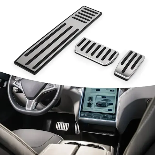 3pcs Foot Pedal Set Accelerator Brake Pedal Footrest Stainless Steel Rubber Non-Slip Replacement for Tesla Model SX—max - Image 1