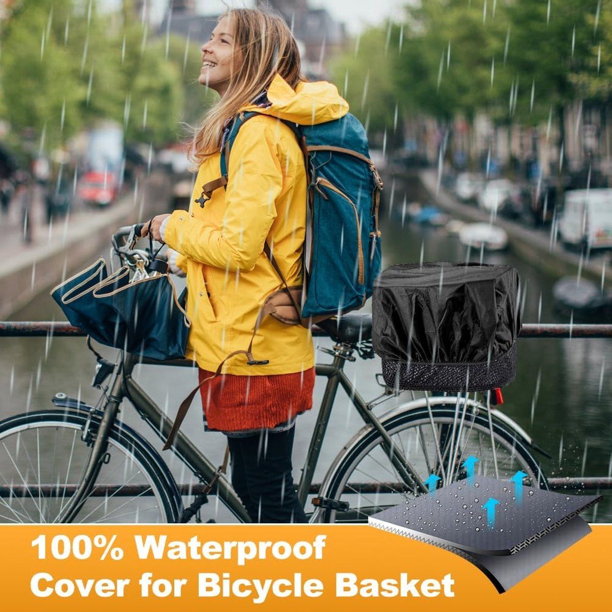 Compatible Bicycle basket rain cover, pack of 2. Waterproof Black for baskets - suitable for, Easy to Use, Good Performance - Image 4