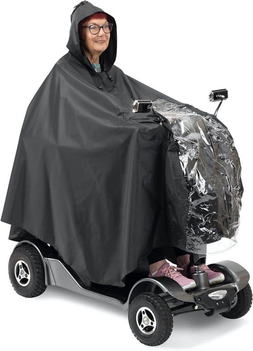 sets Luxury poncho for mobility scooter - Lightweight rain with window Universal fit (163 x 141 cm) Ideal for protection against Replacement Part - Image 1