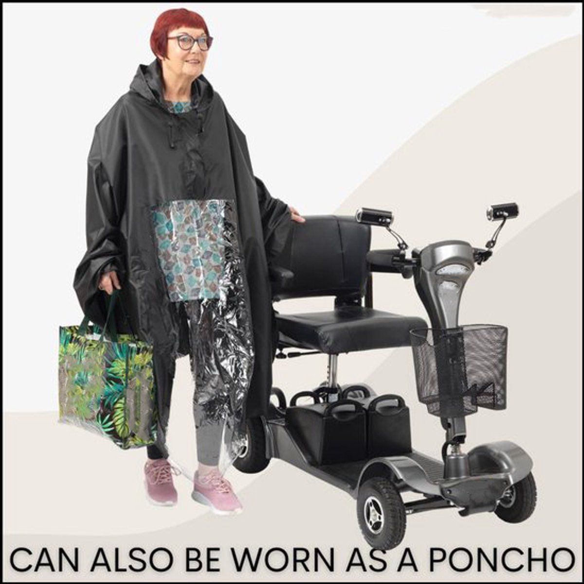sets Luxury poncho for mobility scooter - Lightweight rain with window Universal fit (163 x 141 cm) Ideal for protection against Replacement Part - Image 5