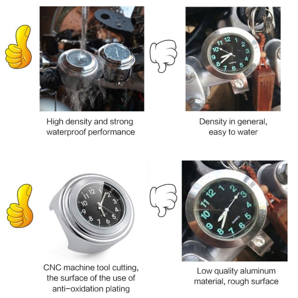Durable High Quality Analog watch for motorbikes, mopeds and bicycles, Made of Aluminum, Black Color, Perfect Fit - Image 4