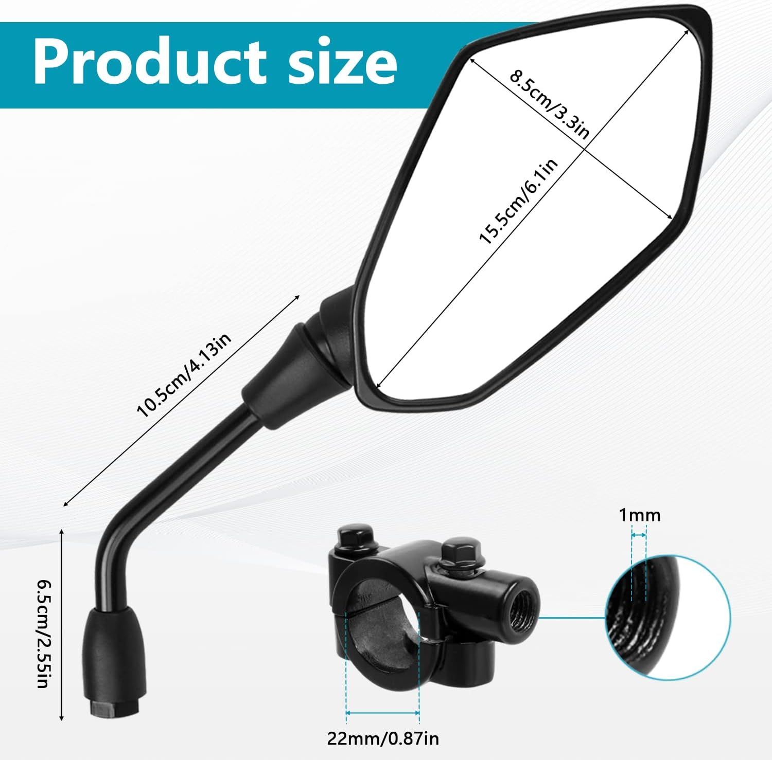 Sturdy Heavy Duty Compatible Motorcycle mirror, pair of universal rearview mirrors, suitable, Clear Color, Top Quality - Image 4