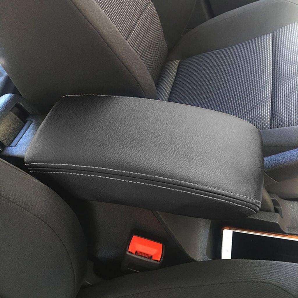 Car Armrest Seat Box Cover Car Interior Accessories Auto Armrest Cov, Replacement Part, Made of Leather, Black Color - Image 1