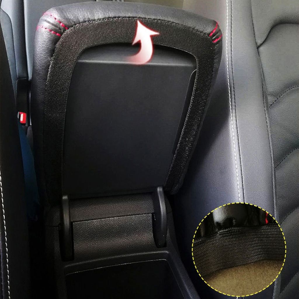 Replacement Car Armrest Seat Box Cover Car Interior Accessories Auto Armrest Cover, Made of Leather, Black Color - Image 4