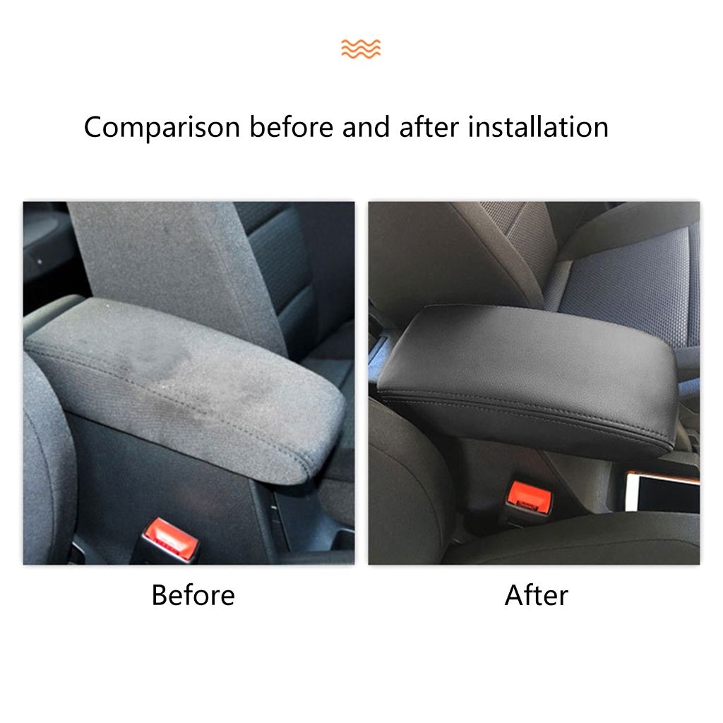 Replacement Car Armrest Seat Box Cover Car Interior Accessories Auto Armrest Cover, Made of Leather, Black Color - Image 5