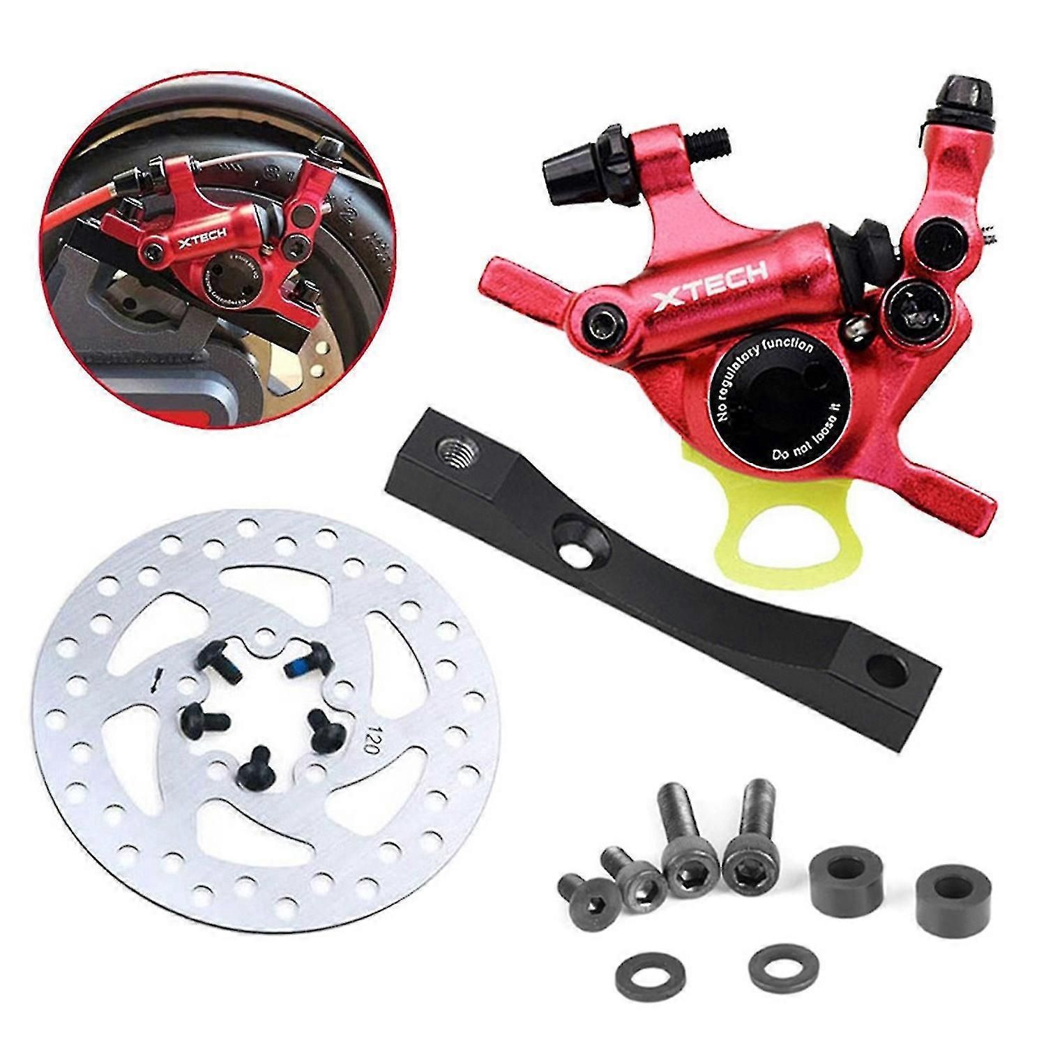 Hydraulic disc brake caliper with adapter and 120mm brake disc for Xiaomi M365 Pro electric scooter, Made of Aluminum - Image 1