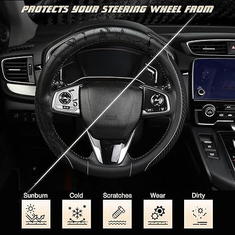 Fits Tesla model3/y/modelx/s steering wheel cover - Tesla special D-shape (two-color line) with logo - 36cm/1pc, Made of Fabric - Image 5