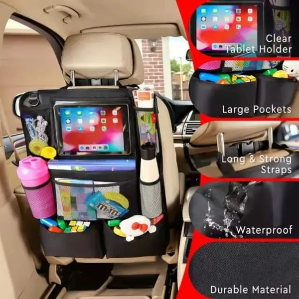 Sturdy Heavy Duty Backrest Storage – Backrest Pocket for Kids in the Car Organizer—pa, Black Color, 1 Pcs Pack - Image 2