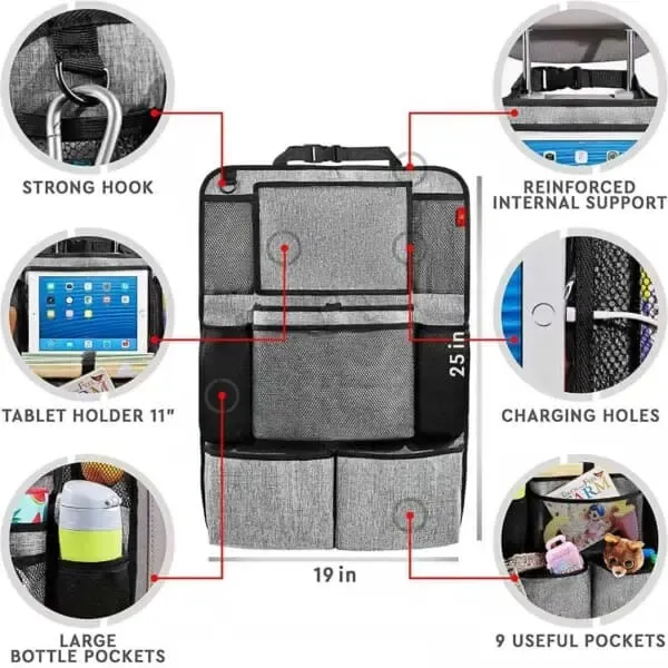 Sturdy Heavy Duty Backrest Storage – Backrest Pocket for Kids in the Car Organizer—pa, Black Color, 1 Pcs Pack - Image 4