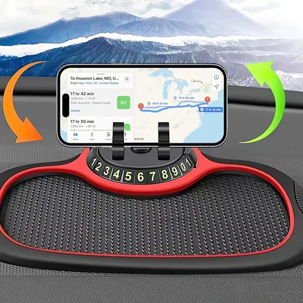Reliable Professional Compatible Non-slip car dashboard mat with phone holder and storage pockets, Made of Pvc - Image 2
