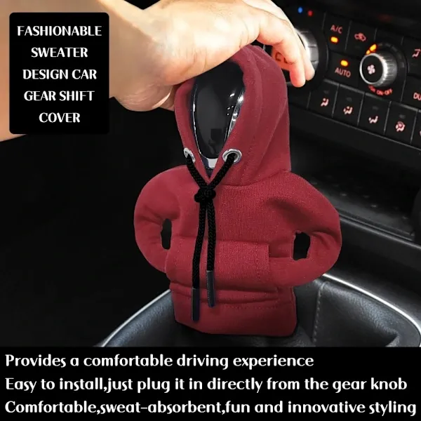 High Performance Replacement Car Hoodie Protection Design Decoration Gear Shift Lever - Red, Made of Cotton + Polyester - Image 3