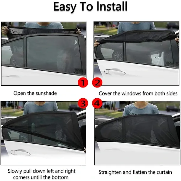 Replacement Car window sunshade, 4 pcs auto side window front and rear sunshade, heat blocking and UV ray protection - Image 4