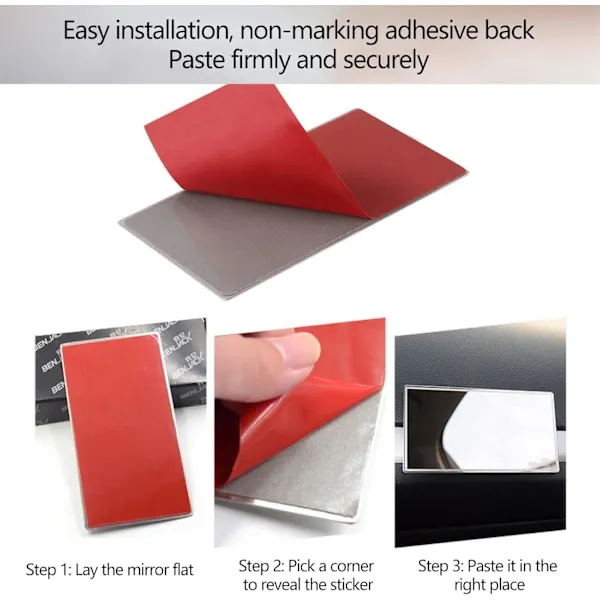 Portable Car Vanity Mirror, Self-Adhesive for Sunshade, for Rearview Universal for Back Seat Bathroom Bedroom, Replacement Part - Image 4