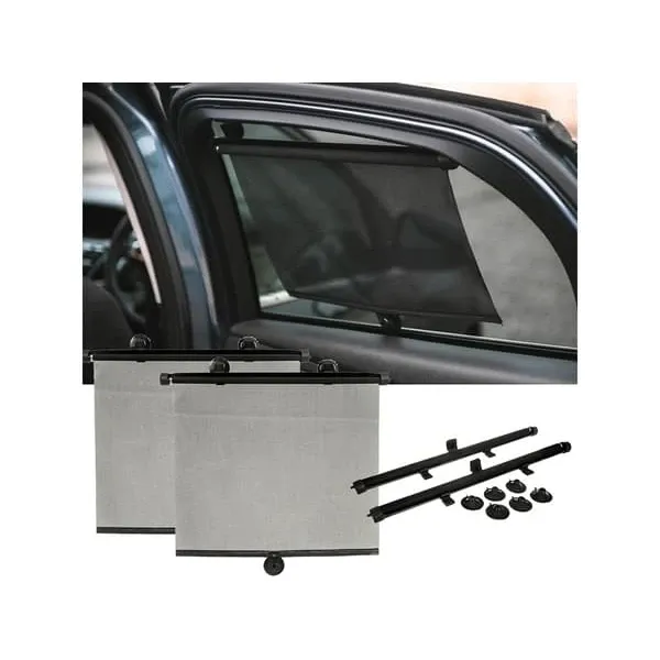 Long Lasting Premium 2-Pack - Sunshade Roller Blind for Car - 40x47 cm, Made of Pvc, Black Color, Easy Installation - Image 3