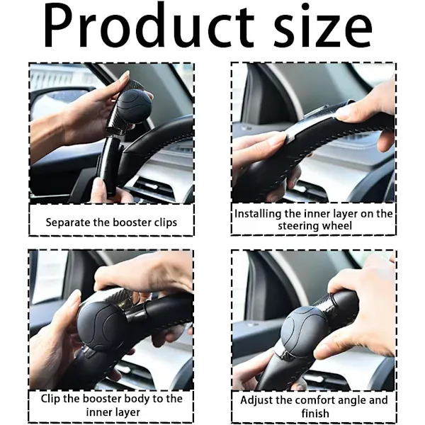 Car Steering Wheel Knob, Adjustable Universal Fit Non-Slip Spinner Booster, Car Accessories Easy Installation No Tools Required (Black)【PL】 - Image 3
