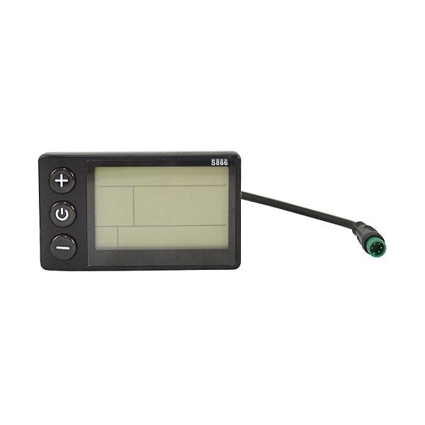 Replacement S866 Electric Bike LCD Screen E-bike Electric Scooter Display Meter Control Panel with Waterproof, Made of Abs, Black Color - Image 1