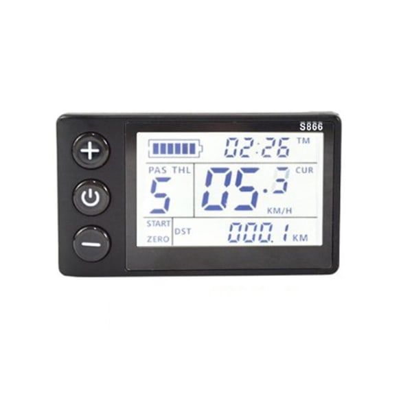 Replacement S866 Electric Bike LCD Screen E-bike Electric Scooter Display Meter Control Panel with Waterproof, Made of Abs, Black Color - Image 2