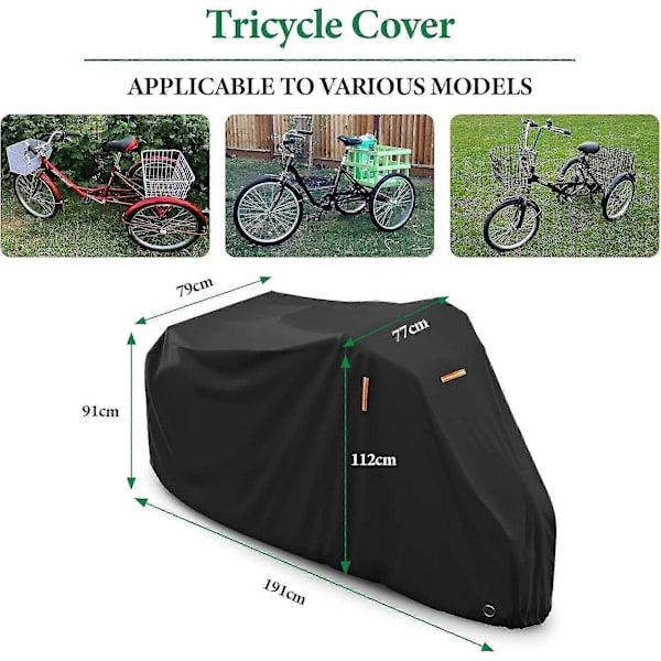 Replacement Waterproof cover for outdoor tricycle, electric recumbent bike, 190x76x112 cm with reflective strips, Made of Fabric - Image 2