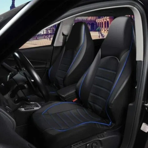TS-Classique Universal Front Seat Covers Replacement for  Car, Car Seat Covers Front, Blue, Made of Leather, Gray Color - Image 2