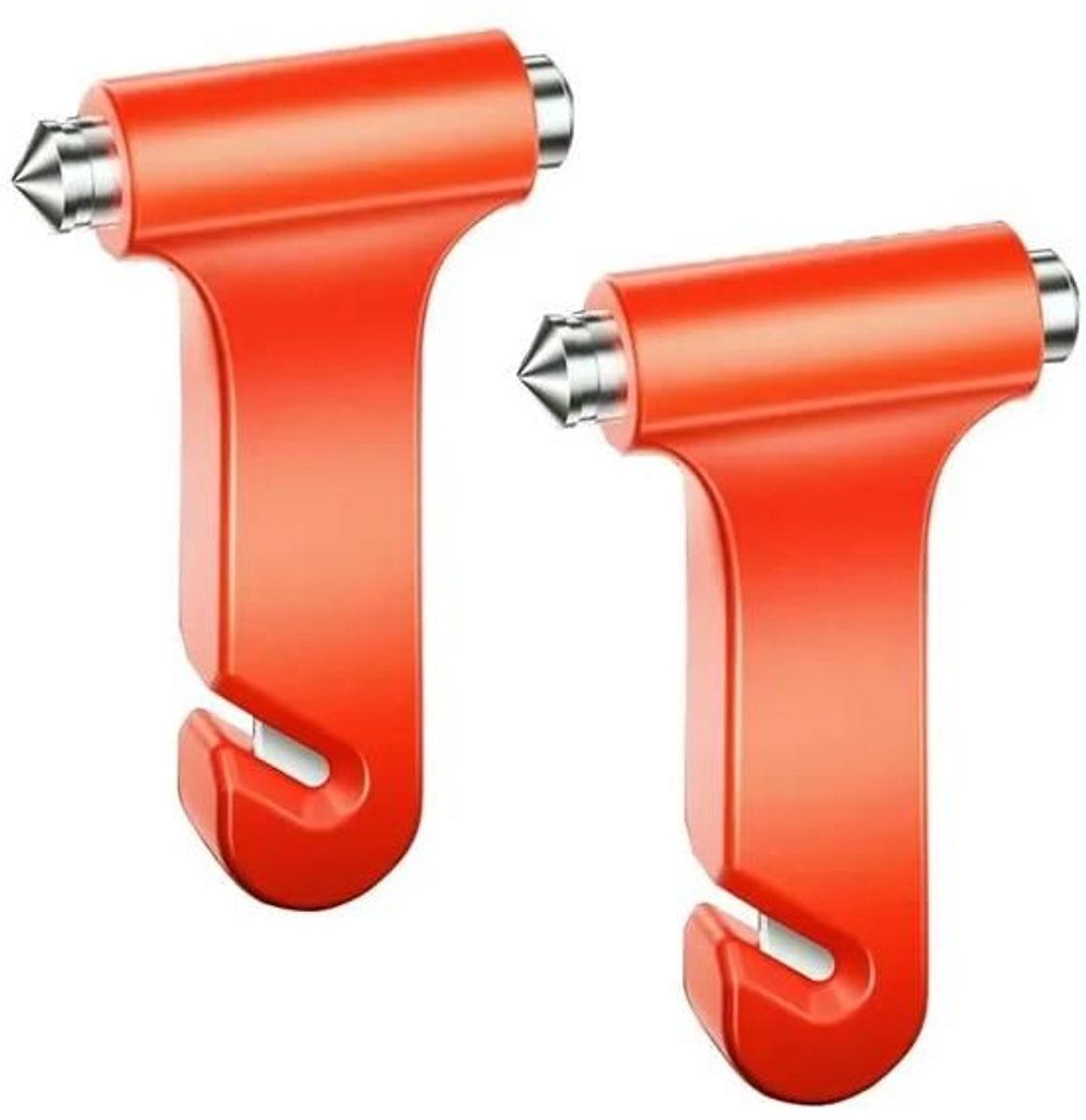 Compatible Car security hammer, 2 pieces, window breaker and seatbelt cutter-lifehammer-safety hammer car-emergency hammer, Made of Steel - Image 1