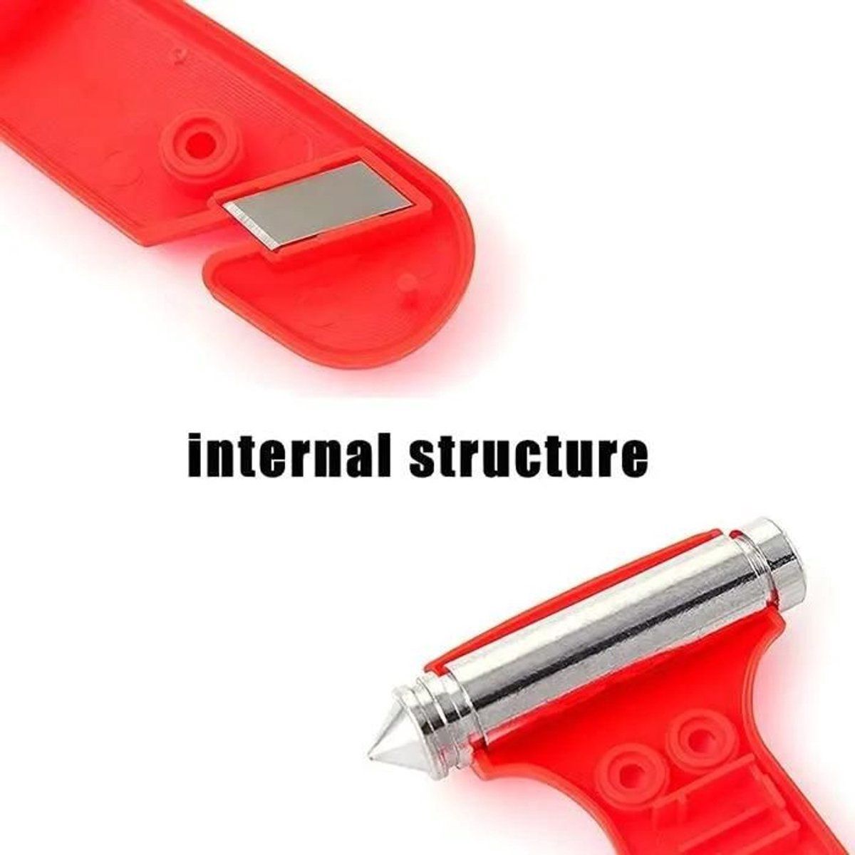 Compatible Car security hammer, 2 pieces, window breaker and seatbelt cutter-lifehammer-safety hammer car-emergency hammer, Made of Steel - Image 2