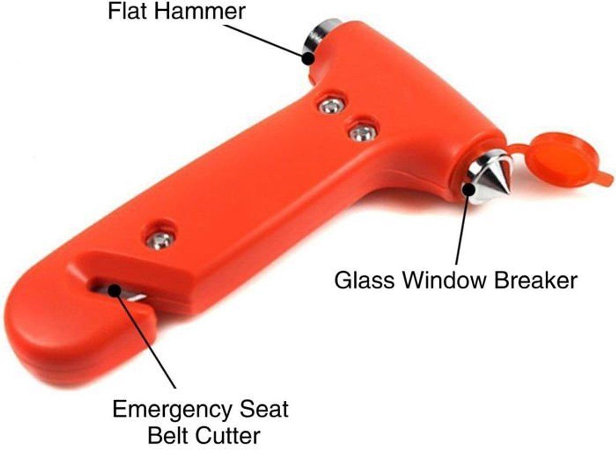 Compatible Car security hammer, 2 pieces, window breaker and seatbelt cutter-lifehammer-safety hammer car-emergency hammer, Made of Steel - Image 3