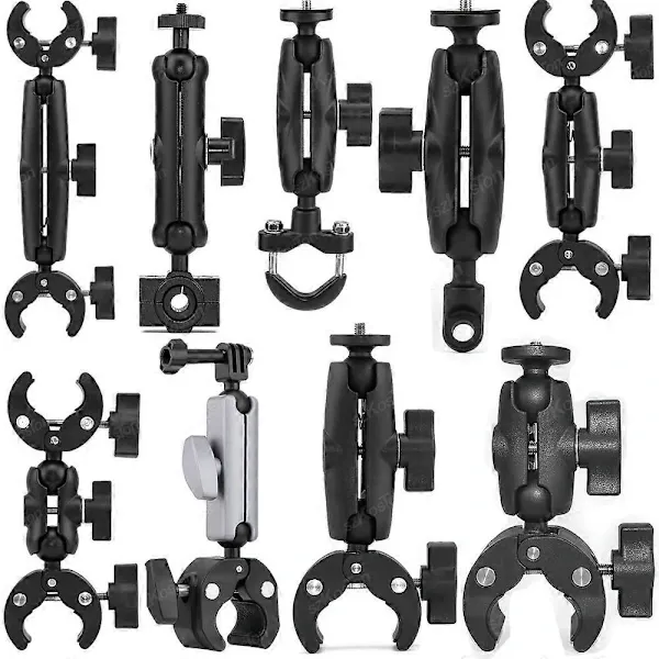 Motorcycle Bicycle Double Clamp Mount For Insta360 One X2 X3 X4 GoPro 12 11 10 SJCAM Selfie Stick Monopod Mount Handlebar Stand Type E - Image 2