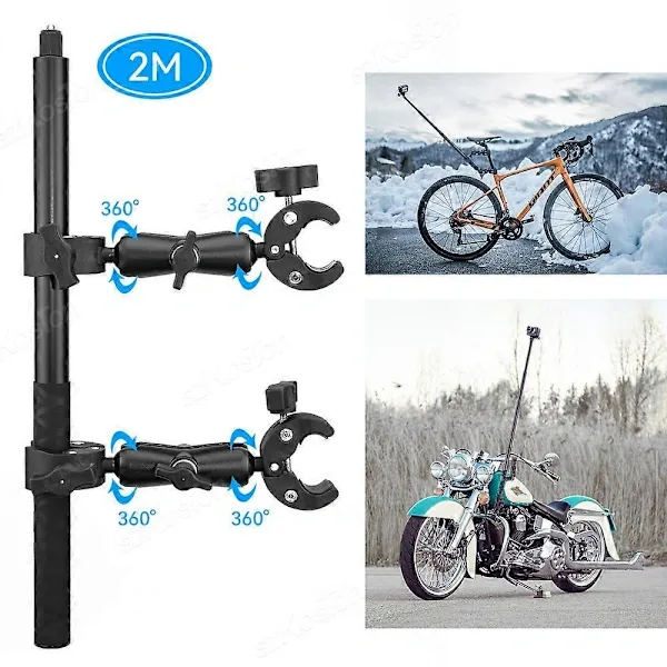Motorcycle Bicycle Double Clamp Mount For Insta360 One X2 X3 X4 GoPro 12 11 10 SJCAM Selfie Stick Monopod Mount Handlebar Stand Type E - Image 3
