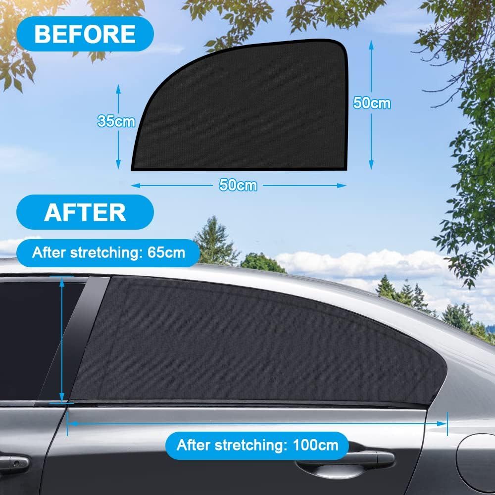 sunshade car baby child, 2 pieces with UV protection, universal window rear side net for children pets, Replacement Part - Image 2