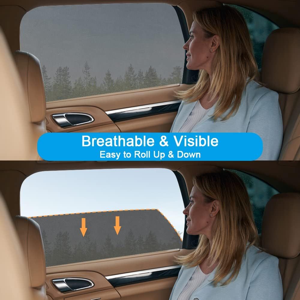 sunshade car baby child, 2 pieces with UV protection, universal window rear side net for children pets, Replacement Part - Image 3