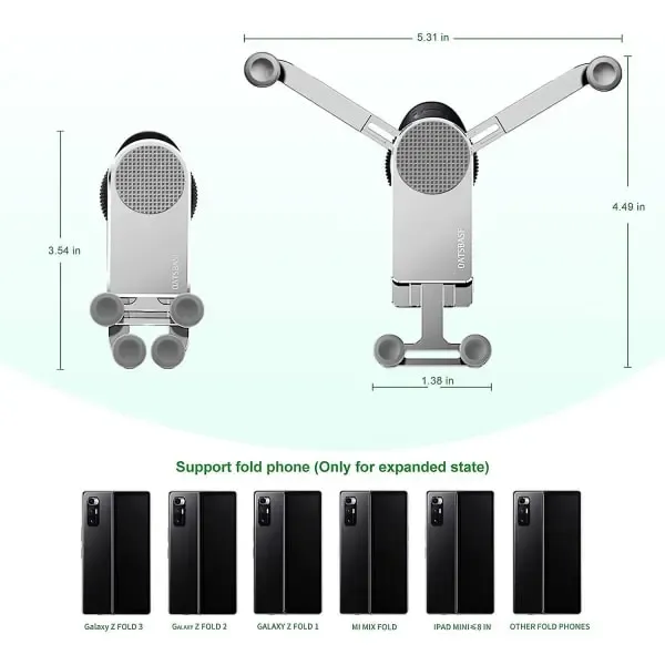 Replacement Gravity Biltelefonhållare Kompatibel med Samsung Galaxy Z Fold 4/z Fold 3, Car Air Vent Clip Mount Smart Phone Stand Silver - Image 5
