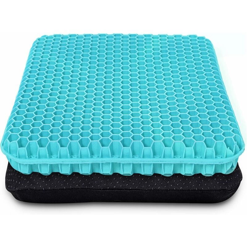 Thick Gel Seat Cushion with Non-Slip Coating Breathable Honeycomb Pattern Absorbs Pressure Points for Car Office Chair Wheelchair (Milk Blue) - Image 1