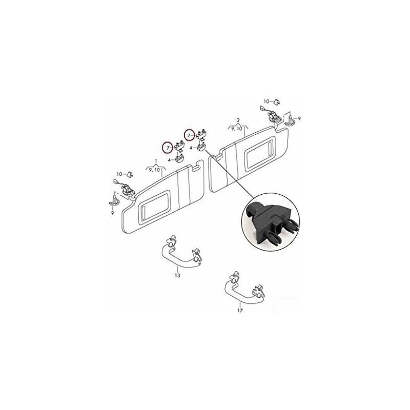Pack - Compatible with Audi A4 A5 S5Q3 Q5 Car Sun Visor Clip Fastener Bracket 8U0857562A (Black), Made of Plastic - Image 5