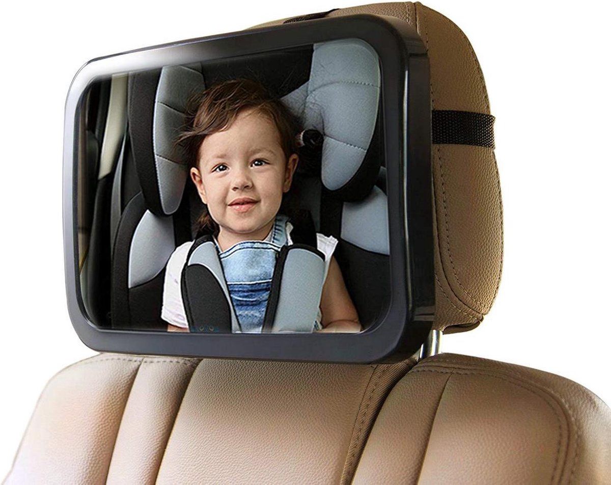 Compatible Backseat Mirror for Baby & Child - Car Accessories - Shatterproof - Black A3 Adjustable Monitor, Made of Plastic - Image 1