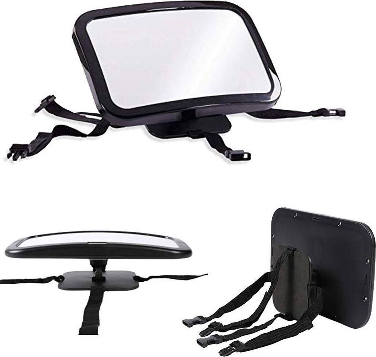 Compatible Backseat Mirror for Baby & Child - Car Accessories - Shatterproof - Black A3 Adjustable Monitor, Made of Plastic - Image 5