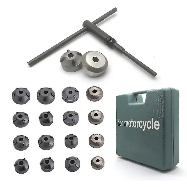 18pcs/set Carbide Valve Grinding Wheel Valve Seat Cutter Broach Head Tool Holder Engine Valve Seat Repair Tool Kit, Made of Diamond - Image 1