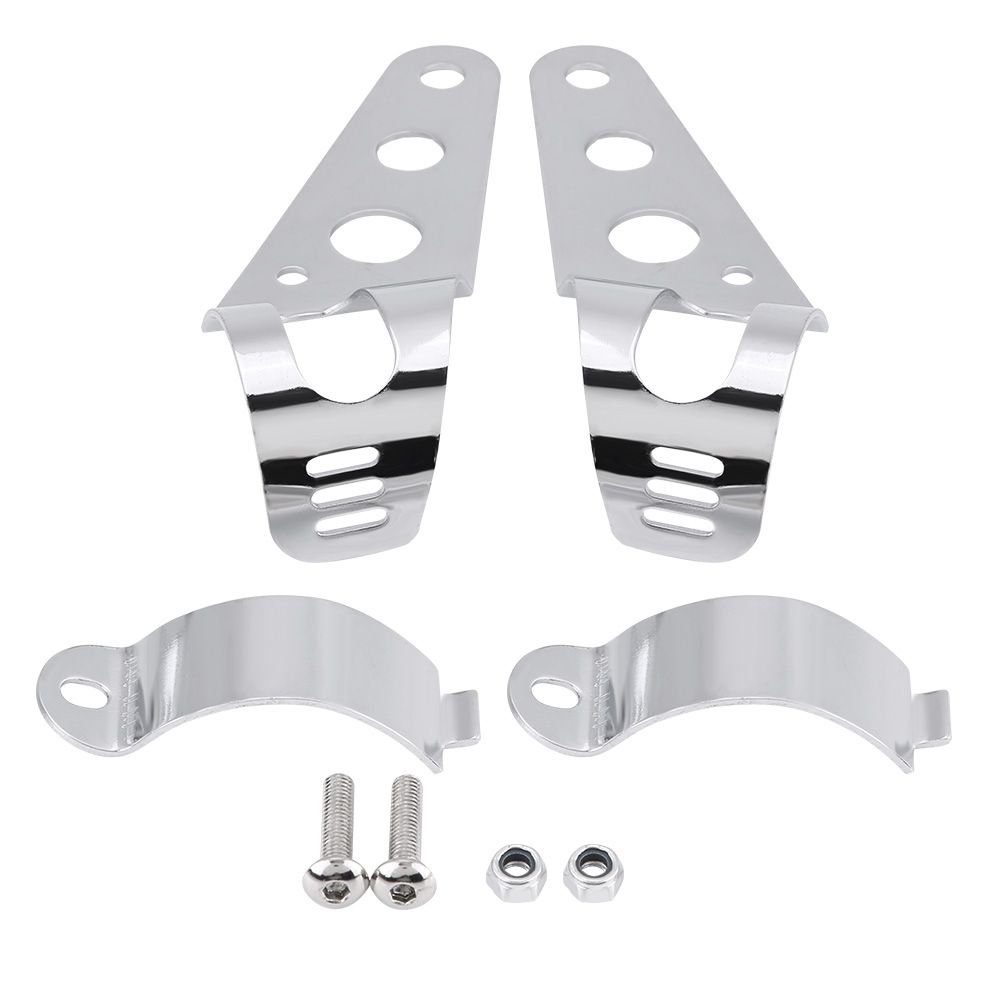 High Quality 35-43mm Motorcycle Headlight Bracket Bracket Fork Tube Clamp Kit Chrome for Chopper Cafe Racer, Made of Iron - Image 2