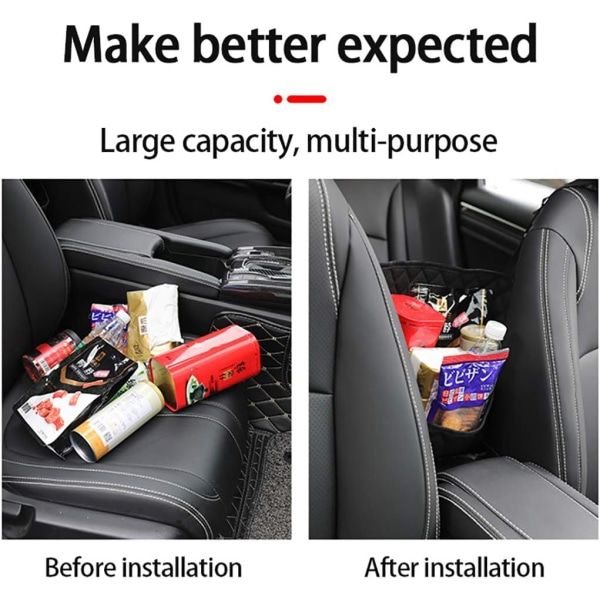 Compatible Car Pocket Tote Holder, Handbag Hook Car Leather Seat Backrest Organizer Backseat Obstacle Pet Child Car Between Two Seats, Black, 1 Pcs - Image 3