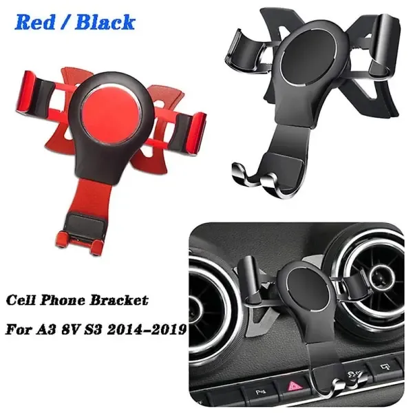 For- A3 8v S3 2014-2019 Mobile Phone Holder Mobile Mount Car Mount Accessories Black, Replacement Part, Made of Aluminum - Image 2