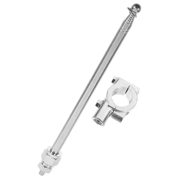 Heavy Duty Replacement Motorcycle Flagpole Handlebar Mount Flagpole Holder Bike Accessories, Made of Steel, Silver Color - Image 1