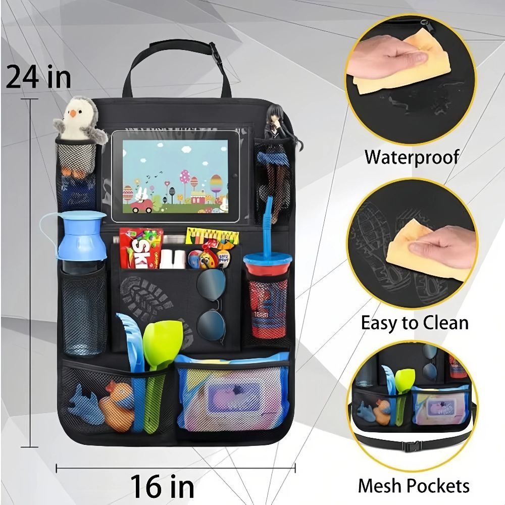 pcs Car Back Seat Storage Bag, Kick Protection Protector with Touch Screen Holder for Tablet, for Children in the Replacement Part - Image 2