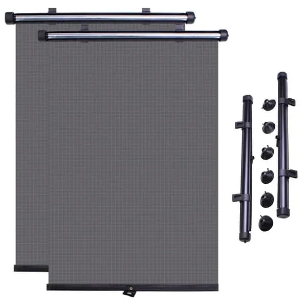 Long Lasting Premium 2-Pack - Sunshade Roller Blind for Car - 40x47 cm, Made of Pvc, Black Color, Easy Installation - Image 1