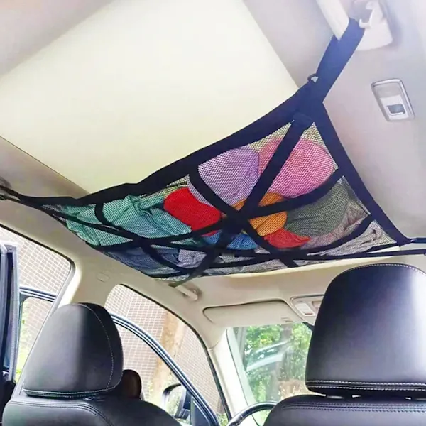 Replacement Car roof storage net 90cmx65cm Universal luggage bag for travel and organization Four armrests., Transparent Color - Image 5