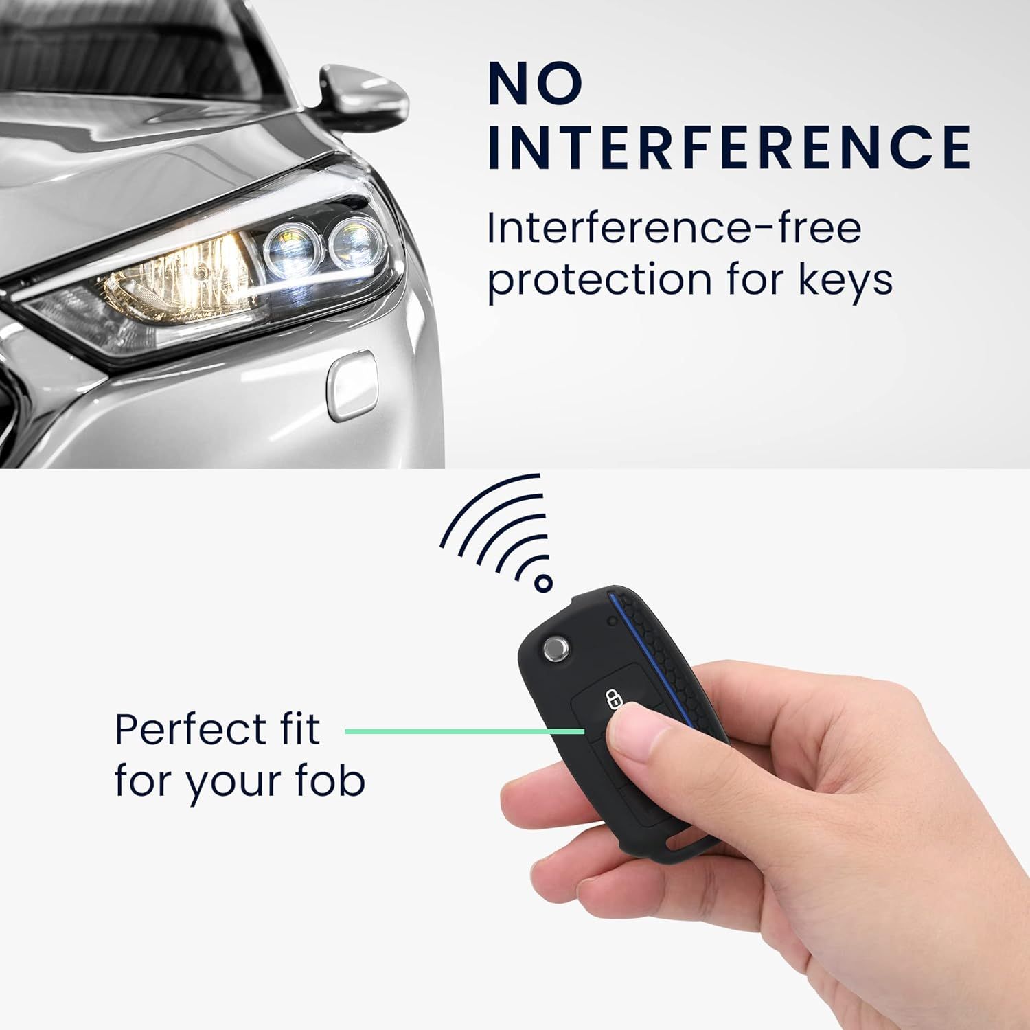 Reliable Professional Black Blue Car Key Cover Compatible with VW Skoda Seat 3-Button C, Great Value, Easy to Use - Image 3
