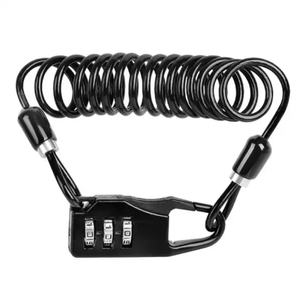 Reliable Professional Helmet Lock Portable Steel Cable Lock 3-Digit Password Combination, Black Color, Great Value - Image 2