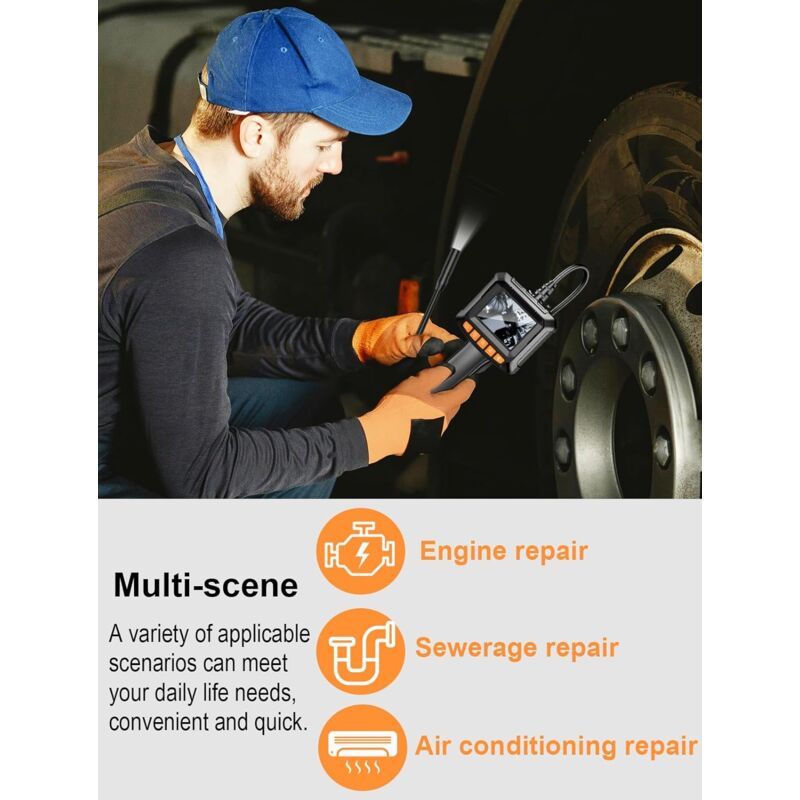 Endoscope Camera, 1080P HD Endoscope, 2.4 Inch IPS Screen Pipe Inspection Camera, IP67 Waterproof Camera, 5M Semi-Rigid Cable, with Light, Clear Color - Image 5
