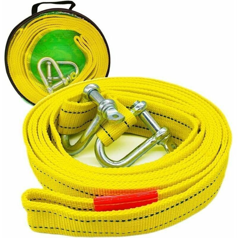 Heavy duty towing strap with two D-ring safety hooks for winch, 5 ton capacity and 5 m length..DEBUNS, Replacement Part - Image 1
