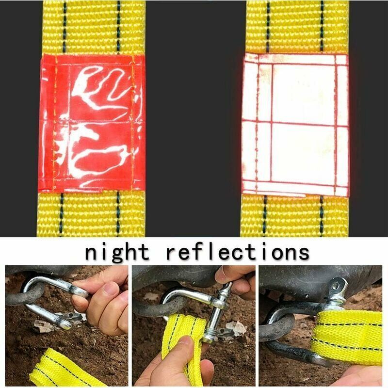 Heavy duty towing strap with two D-ring safety hooks for winch, 5 ton capacity and 5 m length..DEBUNS, Replacement Part - Image 2
