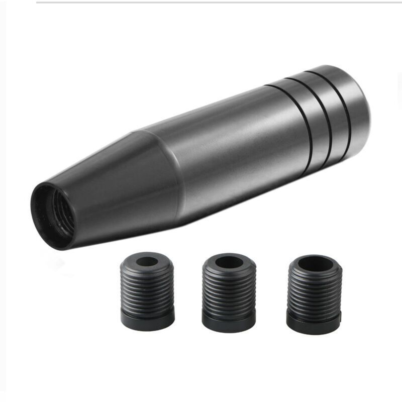 Aluminum Car Gear Shift Knob, Universal Long Handle Manual Gear Shifter Lever with 3 Thread Adapters M8 M10 M12, by DEBUNS, Black Color - Image 1